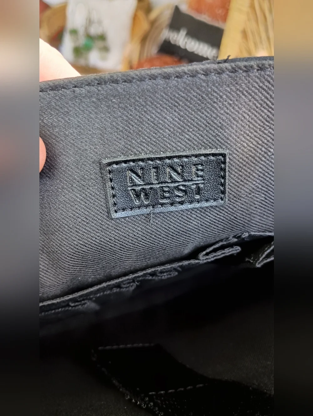 Nine West Black Laptop Messenger Bag with Silver Hardware